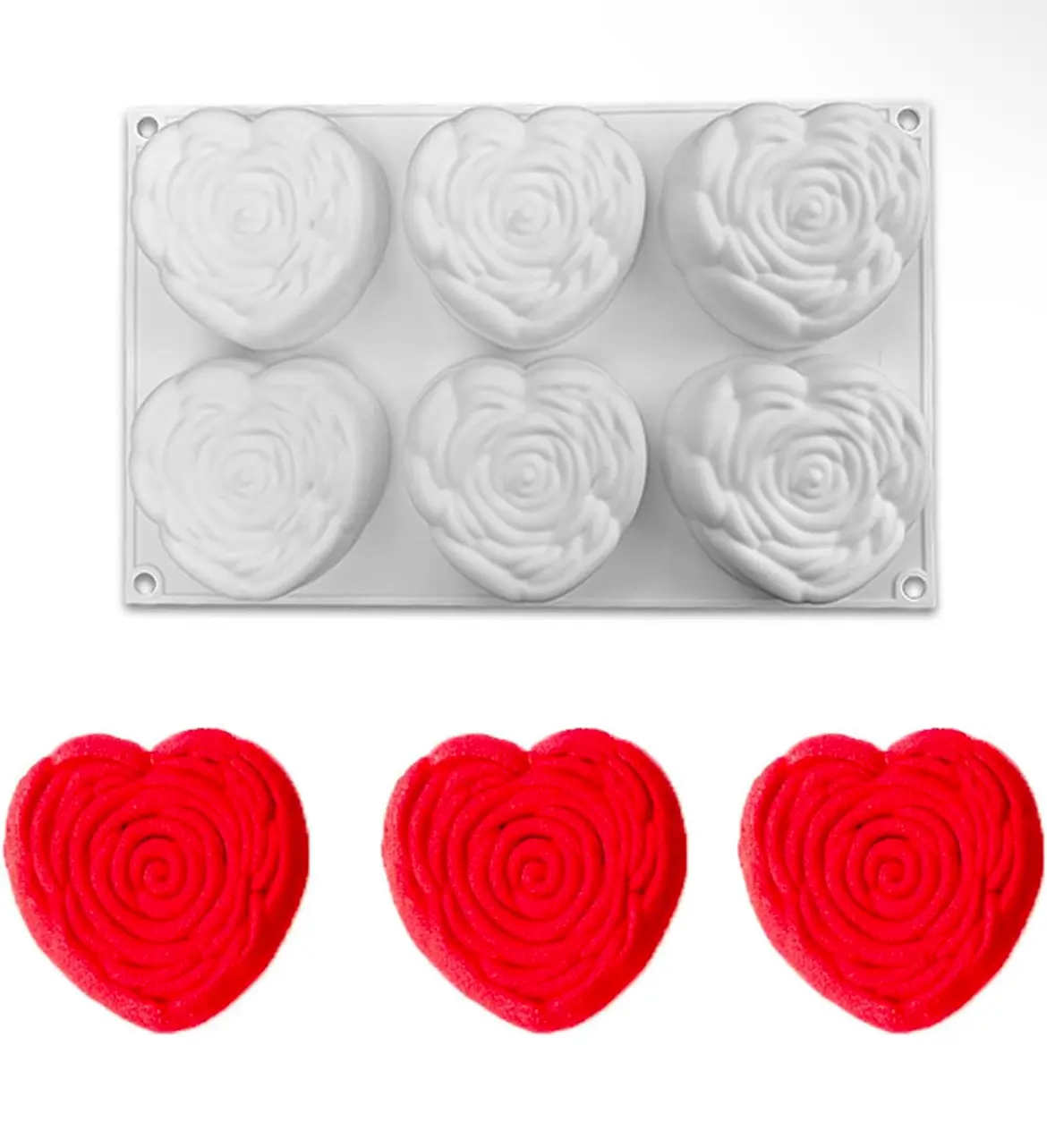 6 cavity Design embossed heart shaped Silicone Mould for mousse,baking,desserts entremet mould
