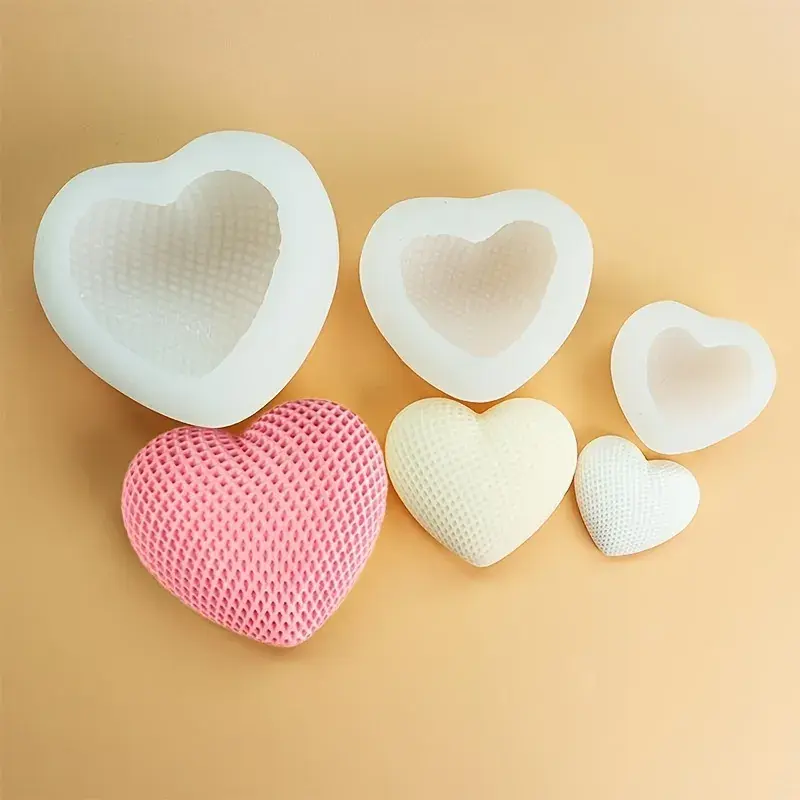 Grid Shaped texture Heart silicone Mould