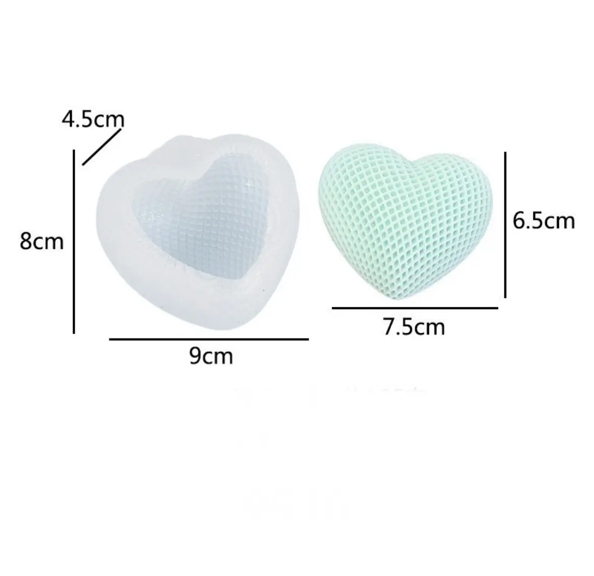 Grid Shaped texture Heart silicone Mould