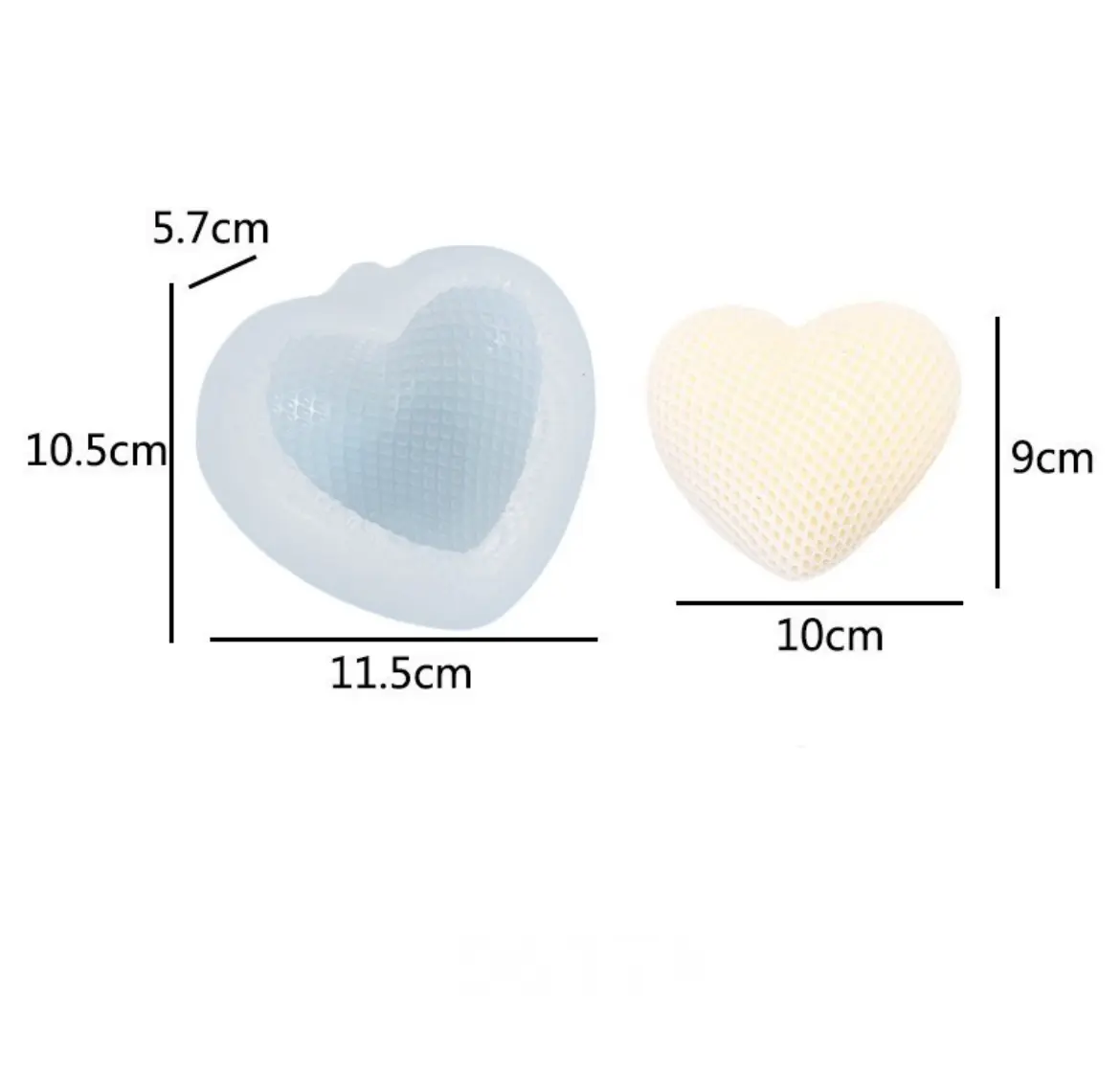 Grid Shaped texture Heart silicone Mould