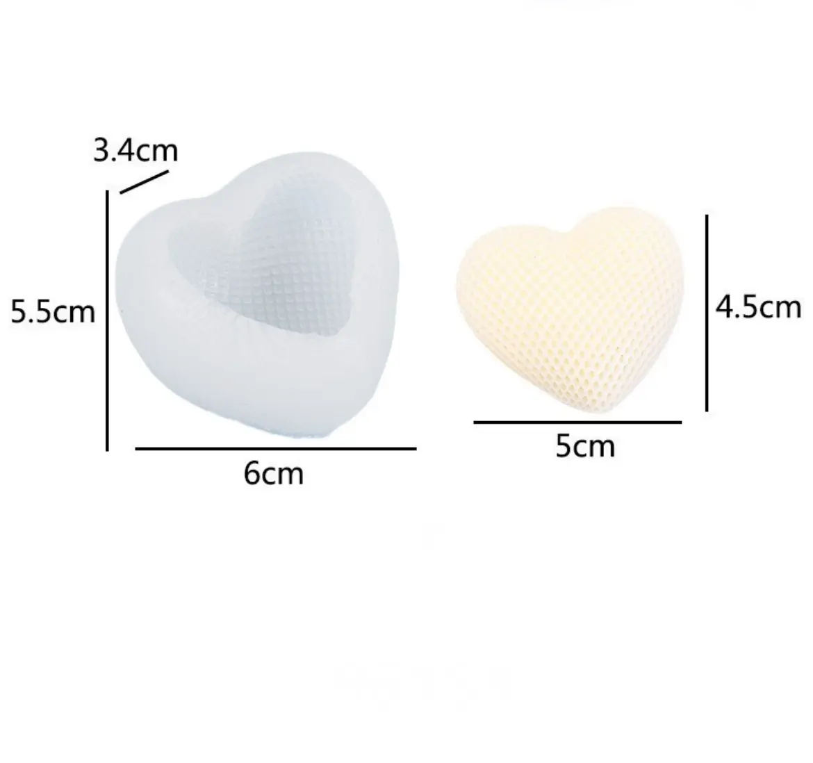 Grid Shaped texture Heart silicone Mould