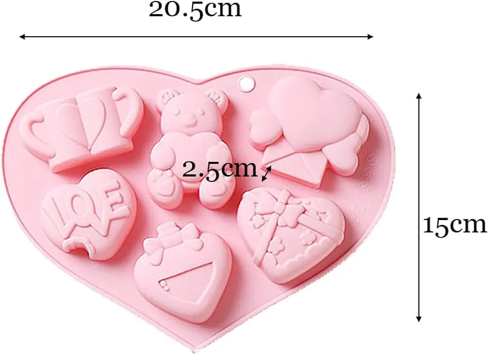 3D Teddy Bear love heart theme Silicone Mould