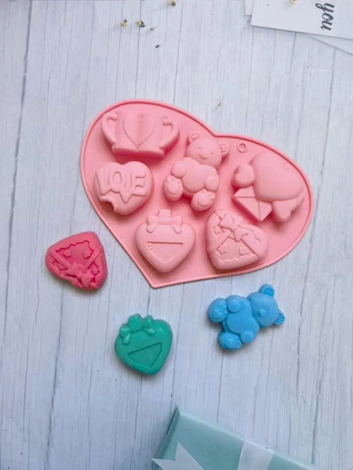 3D Teddy Bear love heart theme Silicone Mould