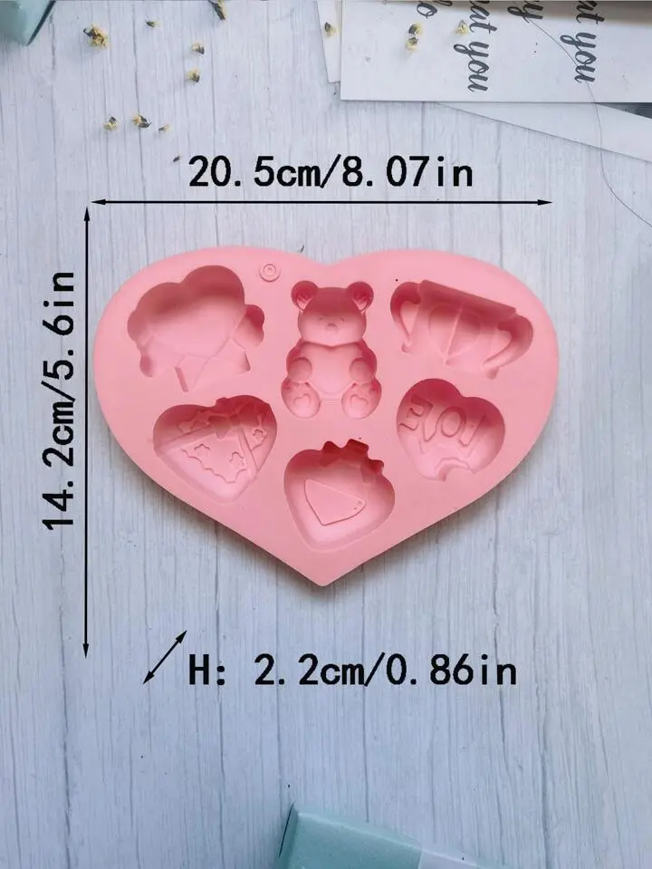 3D Teddy Bear love heart theme Silicone Mould