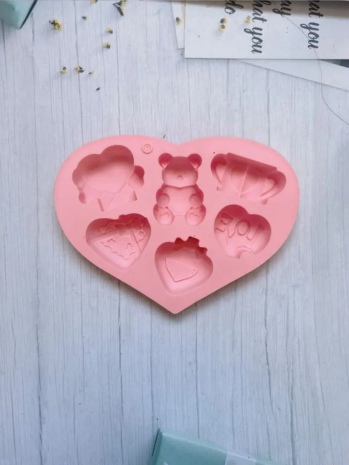 3D Teddy Bear love heart theme Silicone Mould