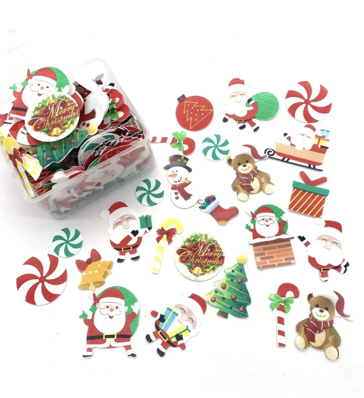 10 pcs mixed Edible Christmas theme decor for cake and cupcakes