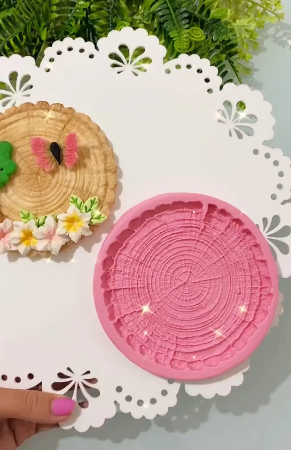 Circular Tree Bark stump wood texture silicone mould