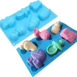 Baby Shower Theme Silicone Soap Mold,Little Feet Bear Baby Carriages Baby Pacifier Fondant Mold for Sugarcraft,Cupcake,Ice Cube,Pastry,Polymer Clay,Wax Melt Making,Cake Decoration