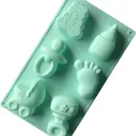 Baby Shower Theme Silicone Soap Mold,Little Feet Bear Baby Carriages Baby Pacifier Fondant Mold for Sugarcraft,Cupcake,Ice Cube,Pastry,Polymer Clay,Wax Melt Making,Cake Decoration