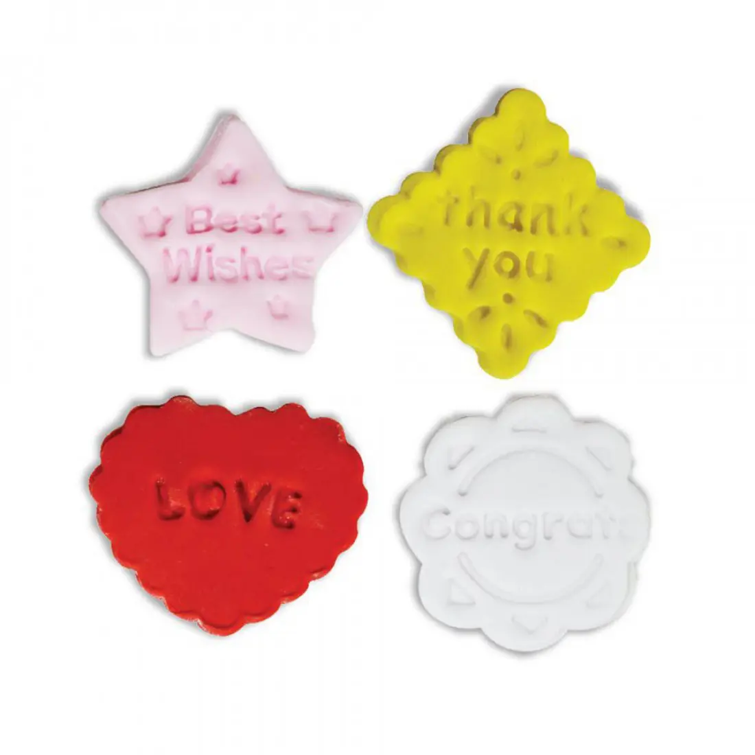 4 PCS Best Wishes,Congrats,Love,Thank You Messages Cutter Set
