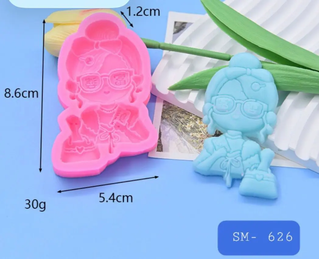 Cute Girl with Glasses Silicone Mould for Resin, Candle & Cake Decoration
