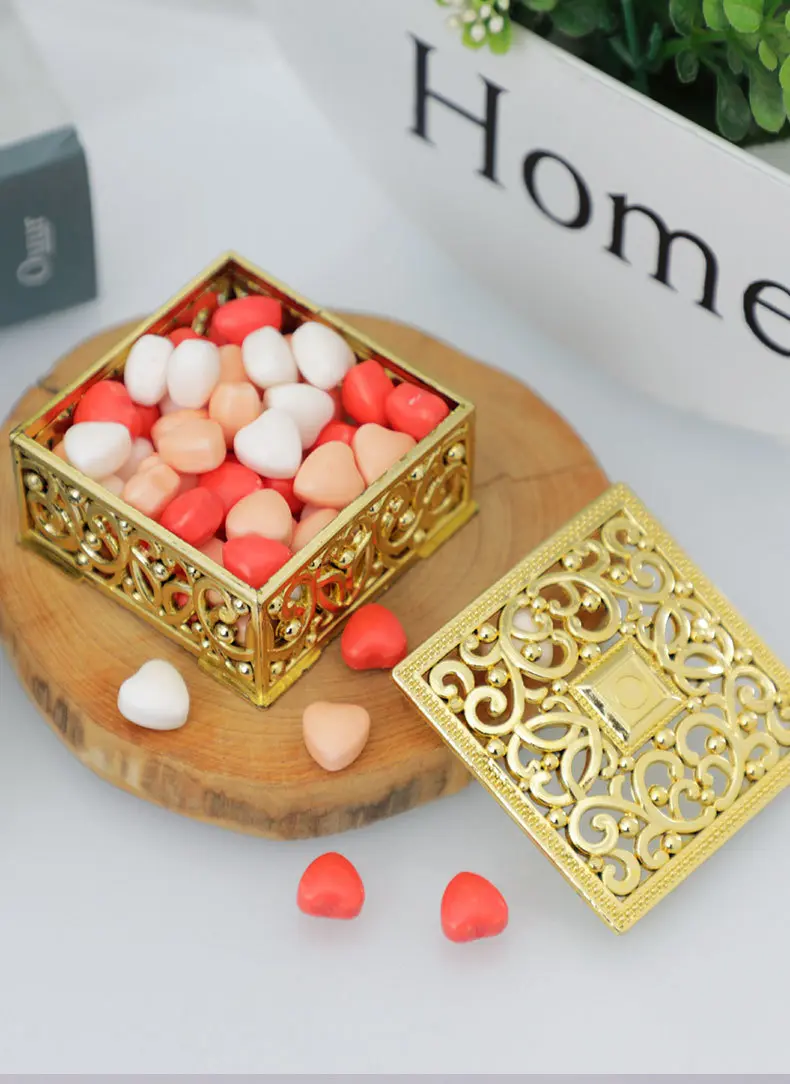 1 pcs Biodegradable Simple polymer Candy Boxes Plastic Wedding Favor Boxes Candy Jars Candy Storage Boxes Gift Boxes for Wedding Baby Shower Christmas Birthday Party,Gold Supplier
