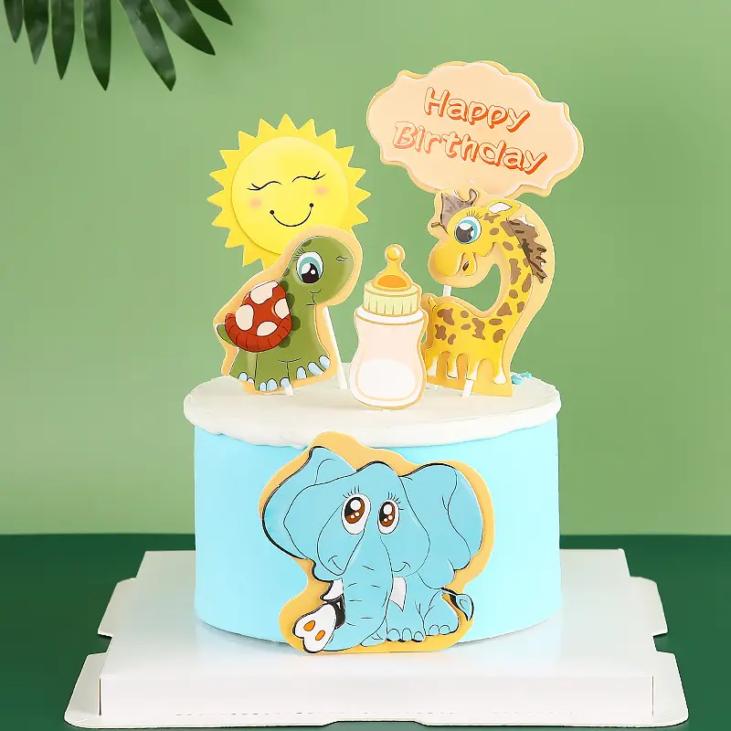 6 pcs animal topper baby birthday cake topper set