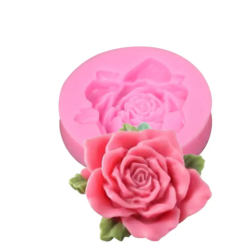 Rose Flower with leaves silicone Mould