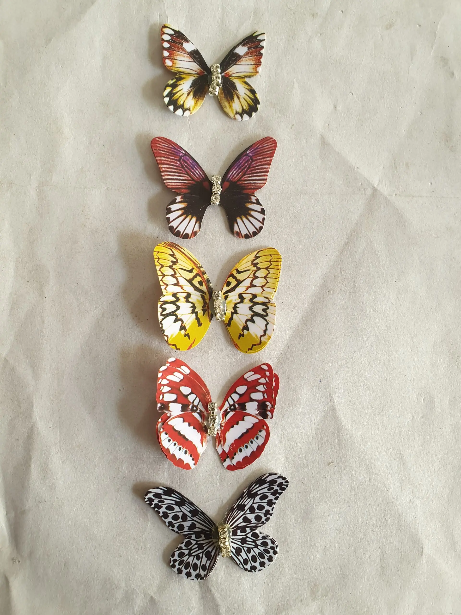 5 pcs Realistic Colorful Studded detailed Butterfly topper set