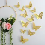 12 pcs Golden Metallic Butterfly topper set Style 2