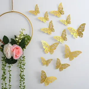 12 pcs Golden Metallic Butterfly topper set Style 2
