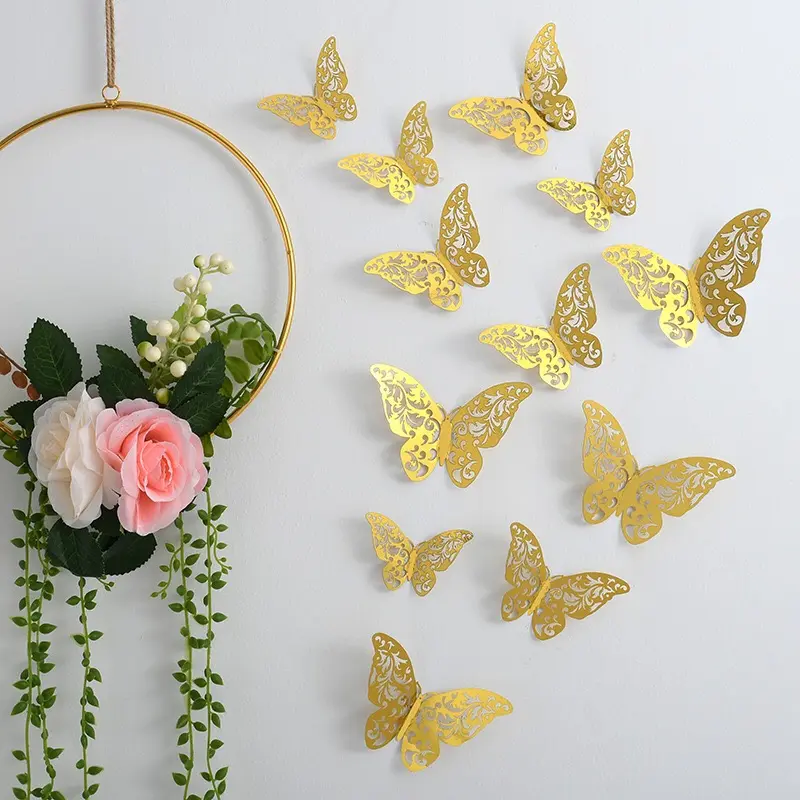 12 pcs Golden Metallic Butterfly topper set Style 2