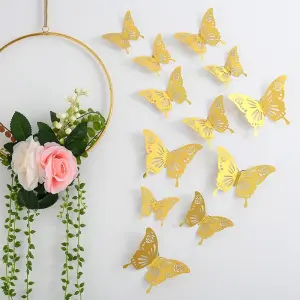 12 pcs Golden Metallic Butterfly topper set Style 1