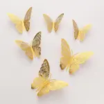 12 pcs Golden Metallic Butterfly topper set Style 6
