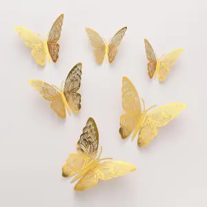 12 pcs Golden Metallic Butterfly topper set Style 6