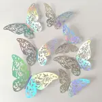 12 pcs silver Metallic Butterfly topper set Style 2
