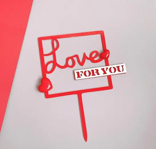 3D Heart Double acrylic Love topper