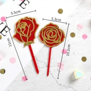 2 Pcs Acrylic Rose cake topper set