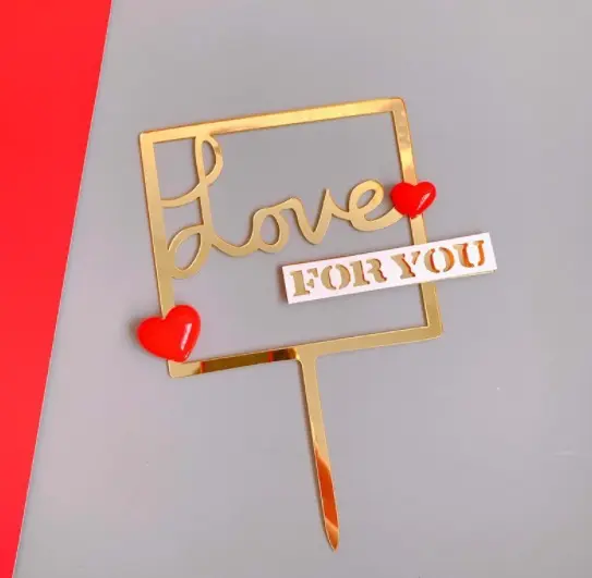 3D Heart Double acrylic Love topper
