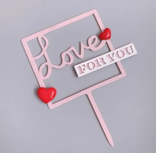 3D Heart Double acrylic Love topper