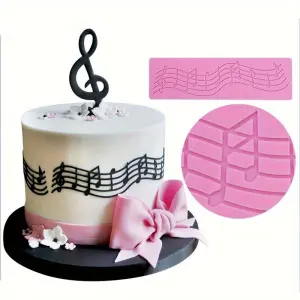 Pink Musical Notes Silicone Mold for Fondant,Chocolate,Icing,and Baking Decorations - DIY Cake Design Tool