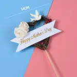 Happy mothers day with flower and bird cake topper