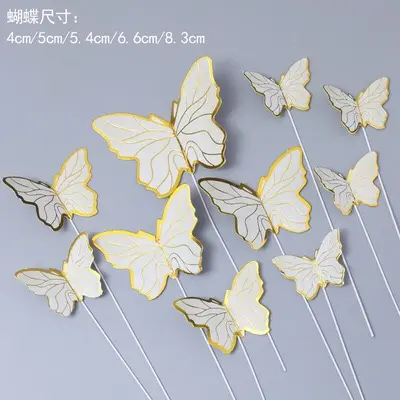 10 pcs Paper butterfly with golden topper set