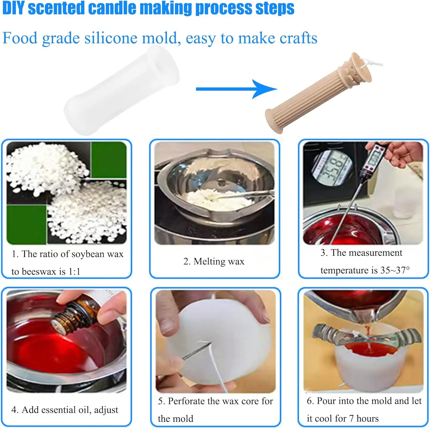 Roman Column Silicone Candle Mould