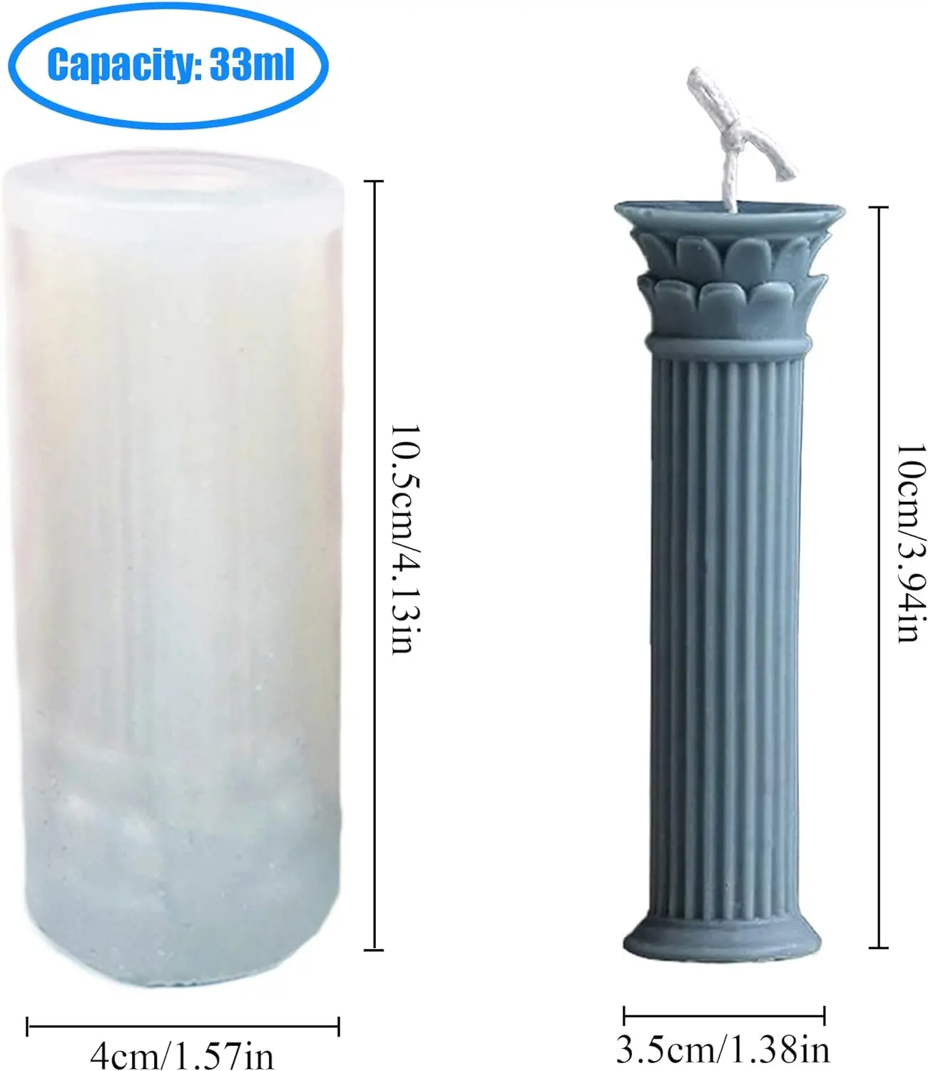 Roman Column Silicone Candle Mould