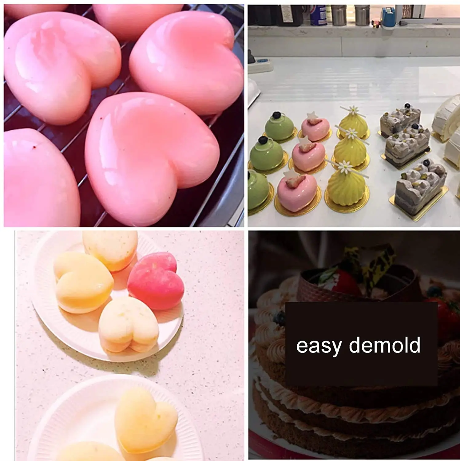 8 Cavity heart shaped mousse pastry entremet mould