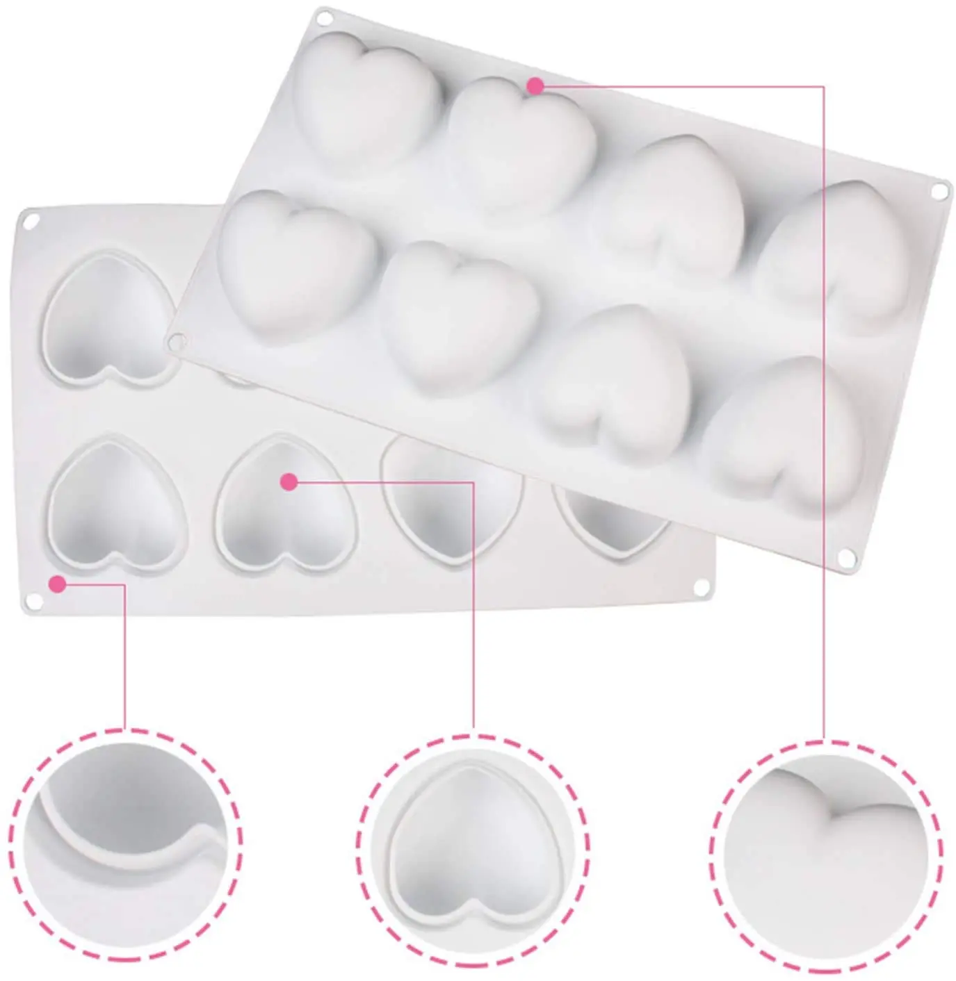 8 Cavity heart shaped mousse pastry entremet mould