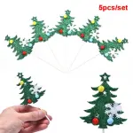 5 pcs Christmas tree cake topper set