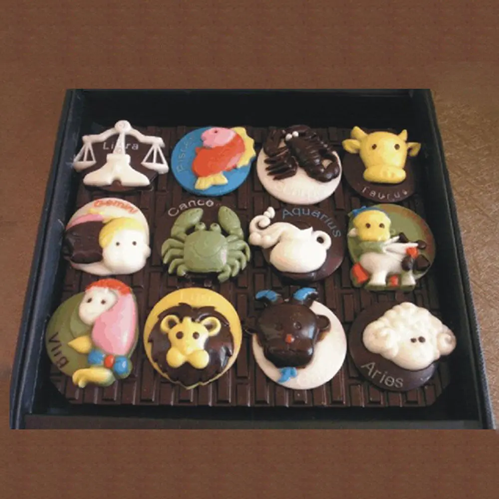 12 Zodiac Polycarbonate Chocolate Mold Candy Cake Decoration Mould