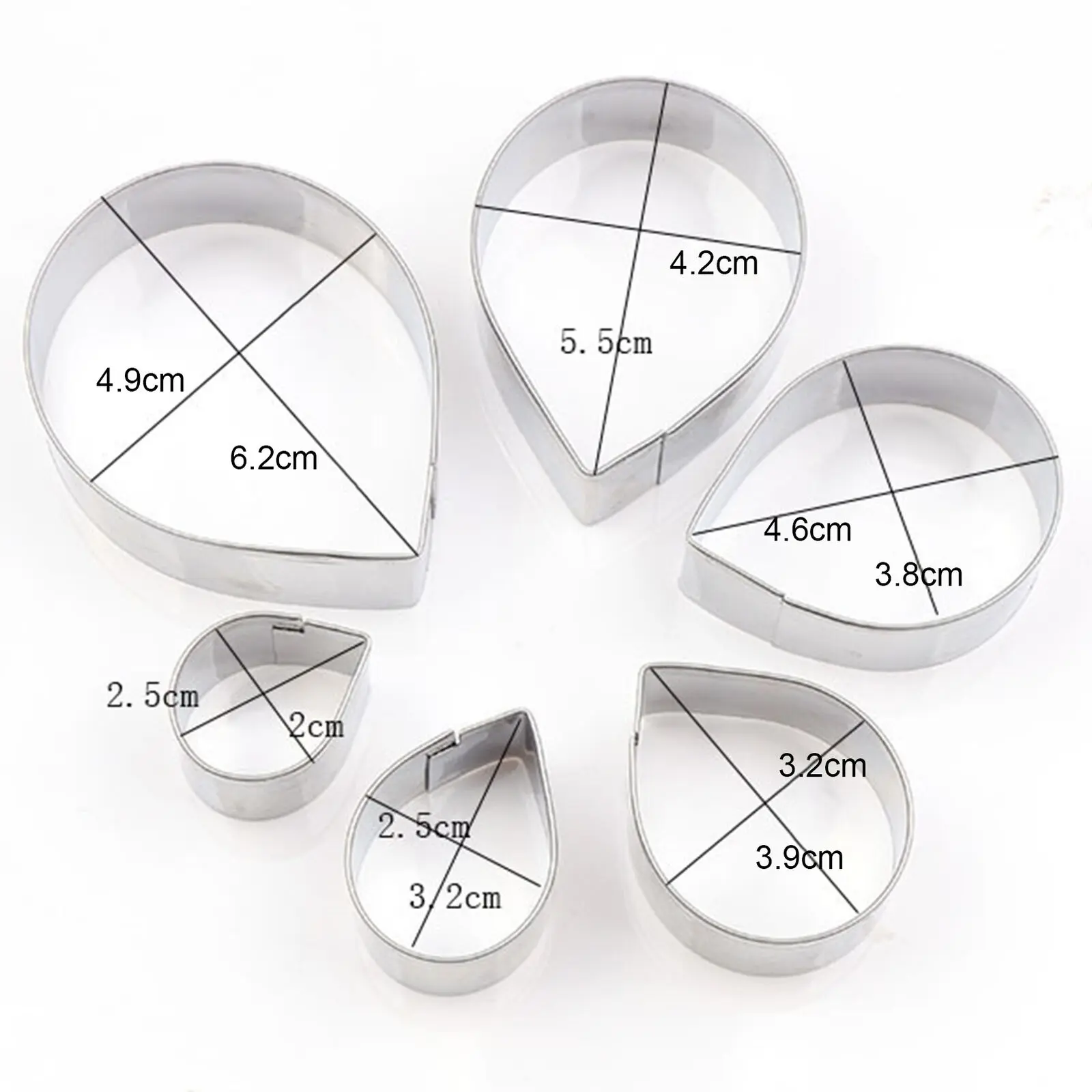 6 Pcs Rose flower Fondant Sugar craft Stainless Steel Cutter set