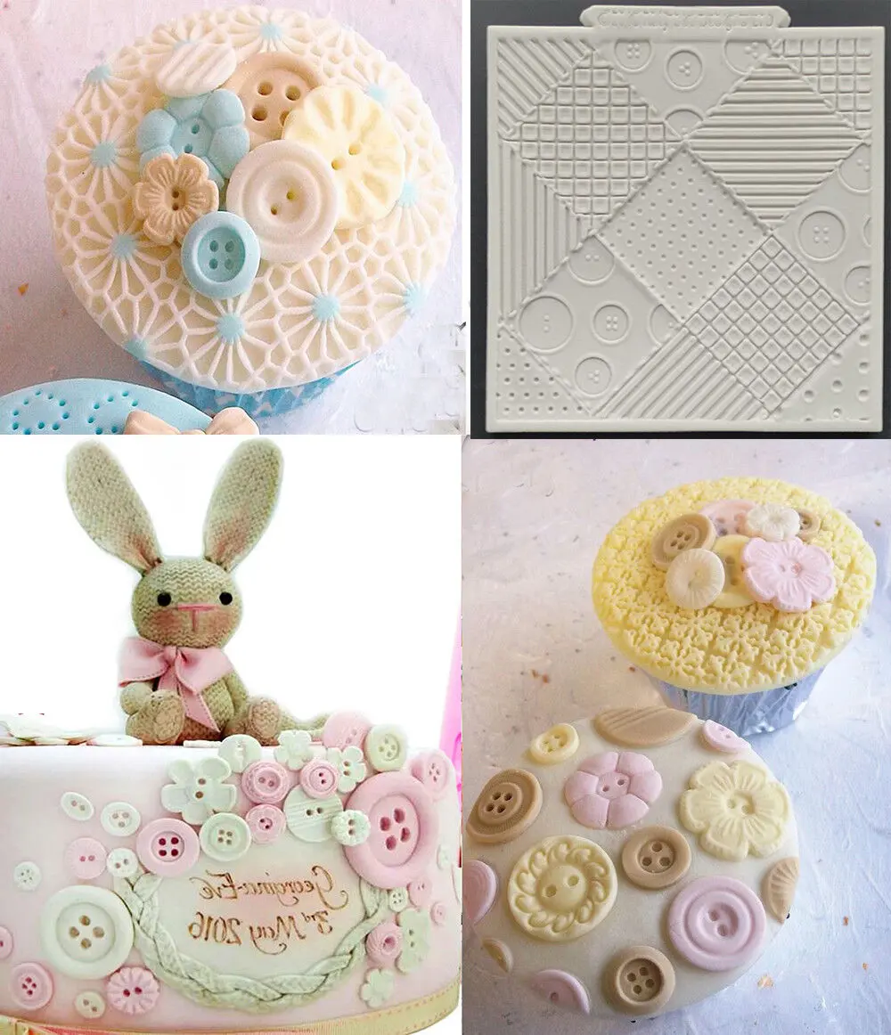 Fondant Patchwork Quilt Knitting Weave Mat silicone Mould