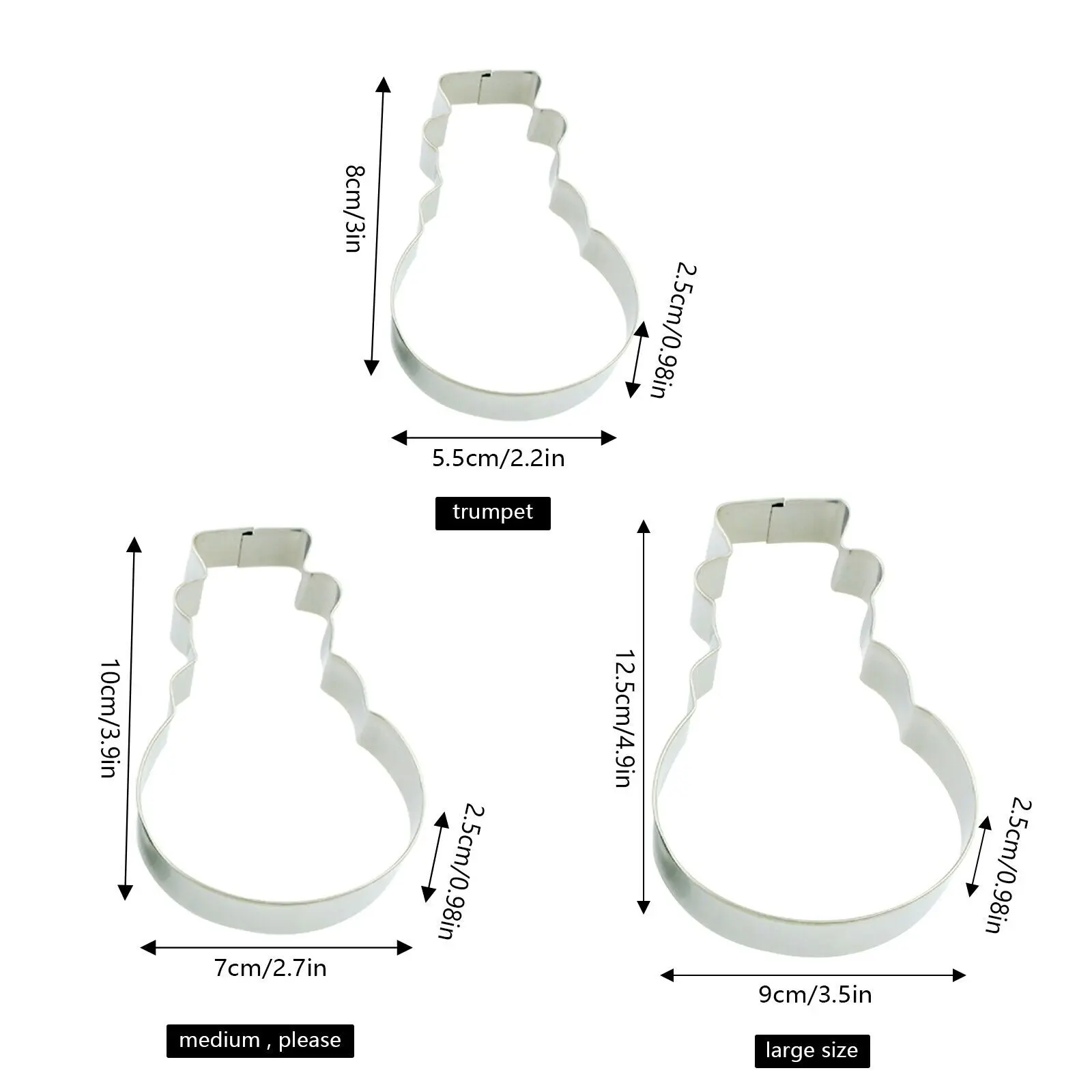 3 pcs Christmas snowman cookie cutter set