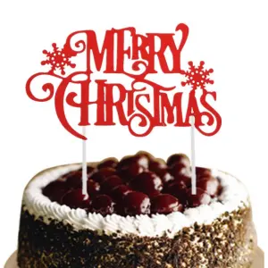 1 pcs red Merry Christmas cake topper