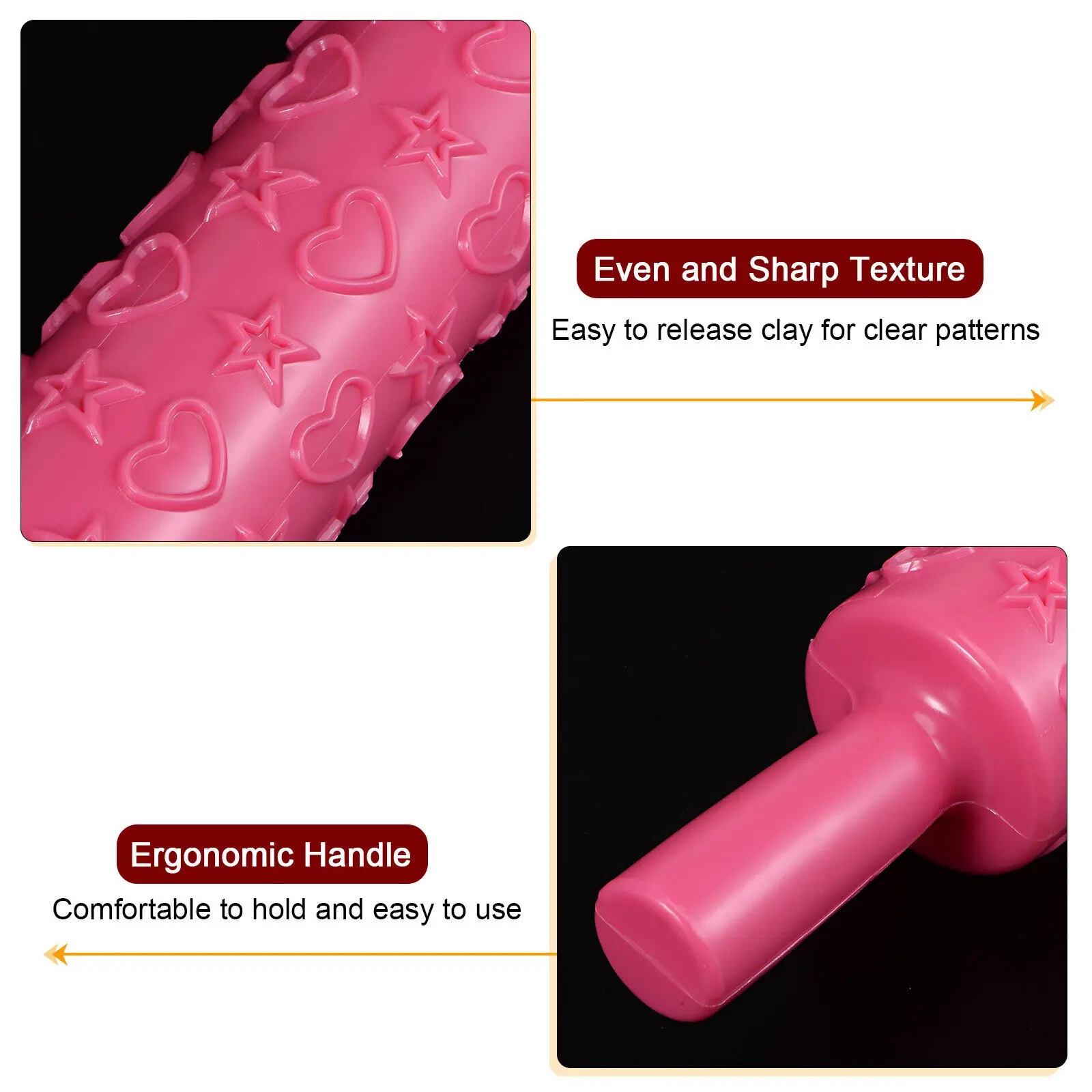 Heart and star Embossing Rolling Pin