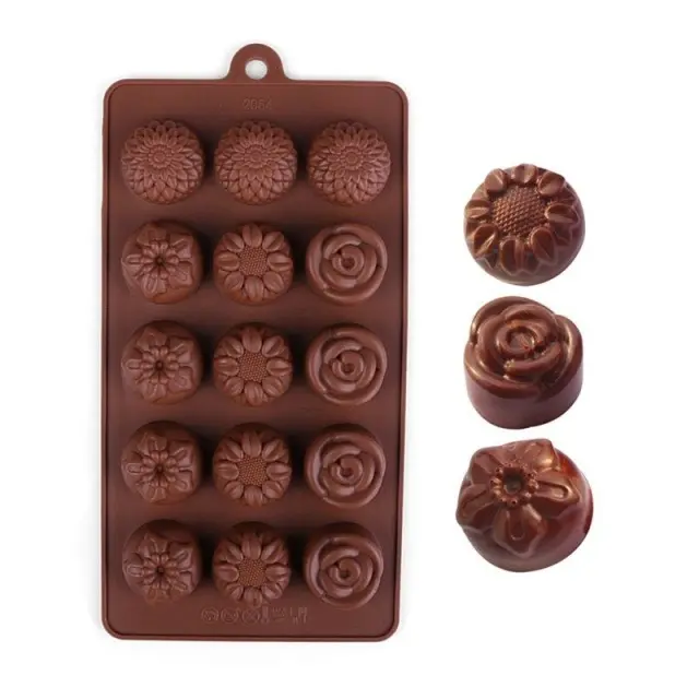 3 different flower Chocolate silicone Mould