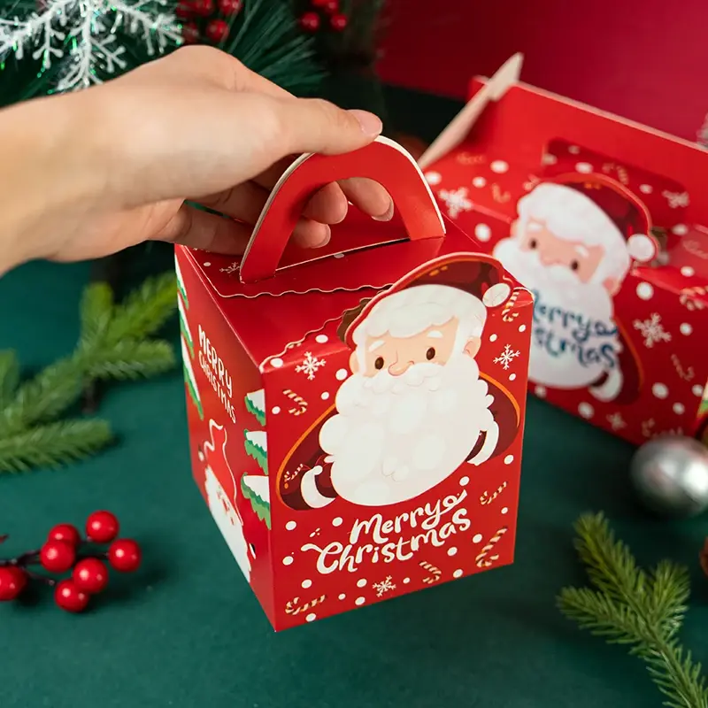 1Pcs 1Cavity Cupcake Box Santa Cupcake Box For Mousse,Pudding,Pastry