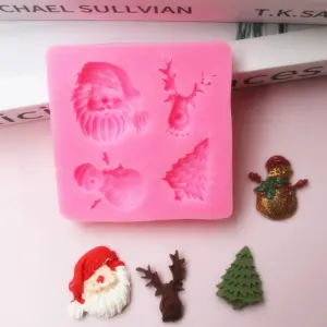 1Pcs Christmas Tree Santa Claus Snowman Silicone Mould