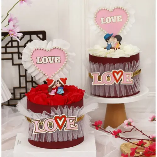 1 pcs lace pearl Love heart topper