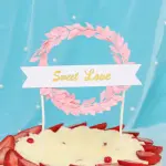 1 pcs sweet love pink wreath cake topper