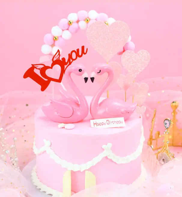 1 pcs red I love you cake topper